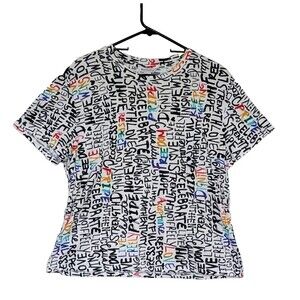 Athleta Womens Large Multi-Color Rainbow Pride Daily Relaxed Short Sleev T-Shirt